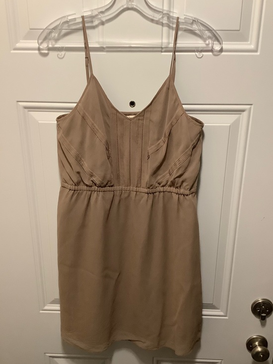 Broadway & Broome Dresses & Skirts - Broadway and Broome| Brown Silk Pin-tuck Spaghetti Strap Dress Sz 8 Casual Boho